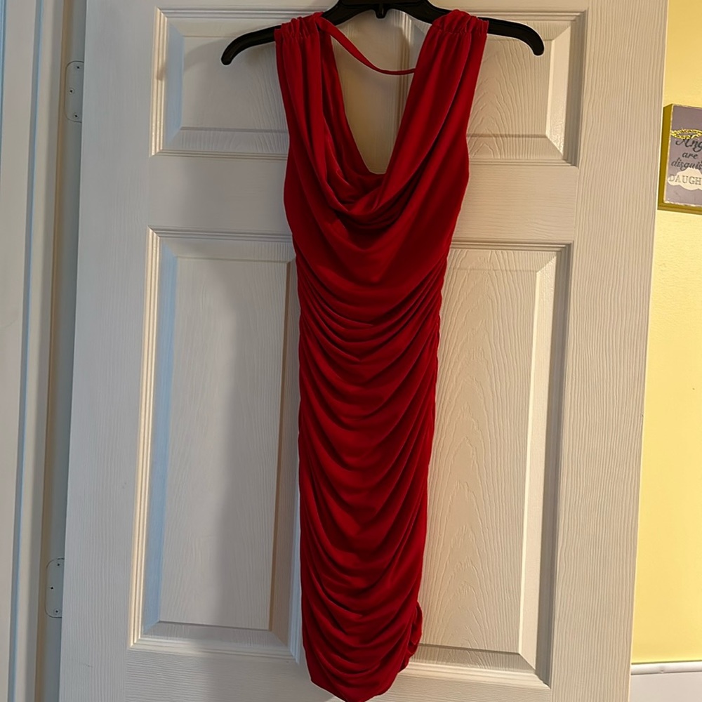 Red Express Bodycon Ruched Dress